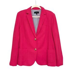 Talbots Womens 16 Pink Cotton Knit Blazer Jacket Stretch Structured Knit Career